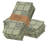 Ruvanti Cotton Napkins Set of 12 - 100%, 18x18 Inches, Soft, Absorbent. Floral Tiles Pattern for Parties, Weddings, Dinner