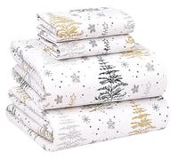 RUVANTI Flannel Sheets Full Size - 100% Cotton Double Brushed Bed Sheets Set, Deep Pockets 16 Inches, All Seasons Breathable & Extra Soft Full Sheets, Warm & Cozy, 4 Piece, Christmas Tree