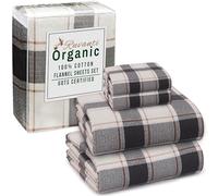 RUVANTI Flannel Sheets Full Size - GOTS Certified 100% Organic Cotton, 4 Piece Warm, Soft & Breathable Set, Deep Pocket Snug Fit, Double Brushed Cozy All Season Bedding, Go Coral