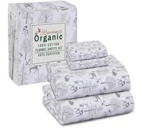 RUVANTI Flannel Sheets Queen Size - GOTS Certified 100% Organic Cotton, 4 Piece Warm, Soft & Breathable Set, Deep Pocket Snug Fit, Double Brushed Cozy All Season Bedding, Reindeer Rush