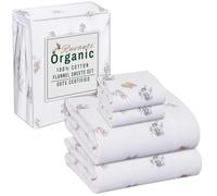 RUVANTI Flannel Sheets Queen Size - GOTS Certified 100% Organic Cotton, 4 Piece Warm, Soft & Breathable Set, Deep Pocket Snug Fit, Double Brushed Cozy All Season Bedding, Floral