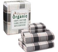 RUVANTI Flannel Sheets Split King Size - GOTS Certified 100% Organic Cotton, 5 Piece Warm, Soft & Breathable Set, Deep Pocket Fit, Double Brushed All Season Bedding, Go Coral