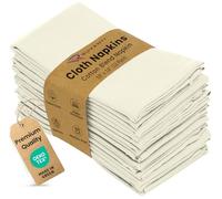 Ruvanti Kitchen Cloth Napkins 12 Pack 18X18 Inch Dinner Napkins Soft, Comfortable, Reusable Napkins, Durable Linen Napkins, Perfect Table Napkins, Ivory/Cream Napkins for Dinners & Parties