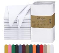 Ruvanti Linen Napkins Set of 12, 18x18 Cloth Napkins, Cotton Linen Blend Napkins Cloth Washable, Soft, Reusable Dinner Napkins for Wedding, Parties, Christmas, Thanksgiving, Everyday Use - White