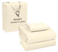 RUVANTI Organic Flannel Sheets Twin Size - 100% Cotton Double Brushed Bed Sheet Set - Deep Pocket 16 Inches - All Seasons Breathable, Extra Soft, Warm & Cozy - 3 Pieces - Winter White