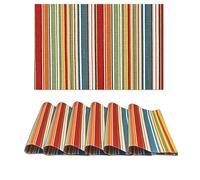 Ruvanti Placemats - 100% Cotton, 13x19 Inch, Set of 6 Modern Multi Stripe Place Mats for Dining Table Decor, Kitchen & Table Linens, Coffee Mat for Christmas Dinners