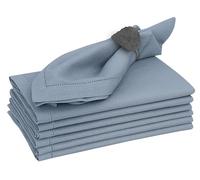Ruvanti Premium Linen Napkins Set of 6-20x20 Inch, Classic Hemstitch, Mitered Corner Cloth Napkins - Soft, Elegant Dinner Napkins Cloth Washable for Weddings, Parties, Everyday Use - Grey