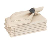 Ruvanti Premium Linen Napkins Set of 6-20x20 Inch, Classic Hemstitch, Mitered Corner Cloth Napkins - Soft, Elegant Dinner Napkins Cloth Washable for Weddings, Parties, Everyday Use - Natural