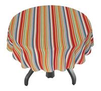 Ruvanti Round Tablecloth 70 Inch for 3-6 Feet Tables, Round Table Cover is Stain Resistant, Washable. Perfect for Indoor, Outdoor Tablecloth, Kitchen, Dining, Wedding Parties, Holiday - Multi Stripe