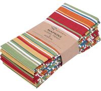 RUVANTI Set of 6 100% Cotton Fabric Napkins - 20" x 20" - Washable, Soft & Absorbent for Fall, Halloween, Thanksgiving, Wedding, Dinner - Salsa Stripes