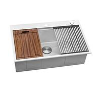 Ruvati 33 x 22 inch Workstation Ledge Drop-in Tight Radius 16 Gauge Stainless Steel Kitchen Sink Single Bowl - RVH8003