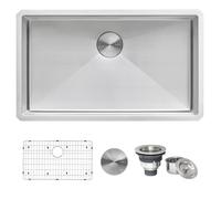 Ruvati RVH7300 Undermount 16 Gauge 30" Kitchen Sink Single Bowl, Stainless Steel, 30 x 18 x 10 Inch