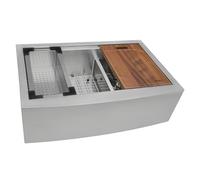 Ruvati RVH9201 Apron Front 16 Gauge 33" Kitchen Sink Double Bowl, Stainless Steel