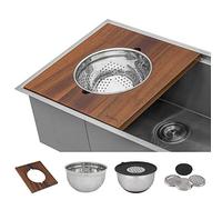 Ruvati Wood Platform with Mixing Bowl and Colander (Complete Set) for Workstation Sinks - RVA1288