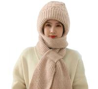 Integrated Ear Protection Windproof Cap Scarf Set - Winter Warm Knitted Hat With Thickening Beanie