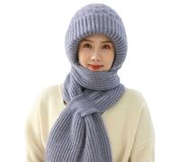 RUVE Integrated Ear Protection Windproof Cap Scarf, Winter Warm Knitted Hat Scarf, Thickening Beanie Hat Scarf