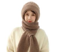RUVE Integrated Ear Protection Windproof Cap Scarf, Winter Warm Knitted Hat Scarf, Thickening Beanie Hat Scarf
