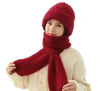 RUVE Integrated Ear Protection Windproof Cap Scarf, Winter Warm Knitted Hat Scarf, Thickening Beanie Hat Scarf