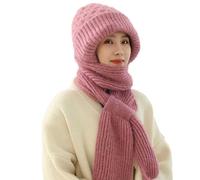 RUVE Integrated Ear Protection Windproof Cap Scarf, Winter Warm Knitted Hat Scarf, Thickening Beanie Hat Scarf