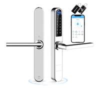 Ruveno Slim Fingerprint Smart Door Lock, Keyless Entry Keypad Door Lock with Handle, Electric Code Lock, Bluetooth Smartphone Access for Front Alumium Swing Wooden Door(Silver)