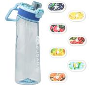 RuverLand Blue Air Water Bottle 700ML with 7 Flavour Pods, Starter Up Set Reusable Air Water Bottle with Straw, BPA Free Leak Proof Design Portable Sport Drinking Bottle Zero Sugar For Daily Use