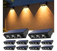 Ruvizlu Solar Fence Lights Outdoor, Solar Lights Outdoor Garden with 3LED, Waterproof IP65, Wall Lightsfor Patio Yard Deck Gate Decorations (10)