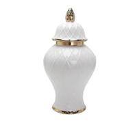 RUVOO Ginger Jar Vase Jar Storage Jar Ceramic Ginger Jar Flower Vase Porcelain Storage Jar Handicraft With Lid For Desktop Table Centerpiece Decorative Jars Ginger Jars (Color : A, Size : 20 * 42cm)