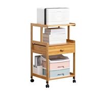 RUVOO Printer Desk Printer Stand Printer Shelf Office Printer Stand Multi-tiered Movable Bamboo Storage Rack Printer Table Printer Rack