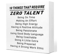 Ruvoty 10 Things That Require Zero Talent Wooden Sign Desk Decor,Inspirational Wood Block Sign Desk Decorations for Home Room Bedroom Office Desk Shelf Table Decor