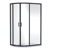 Ruwa 6mm Toughened Safety Glass Offset Quadrant Shower Enclosure - 1900 x 1200 x 900mm - Matt Black - Balterley