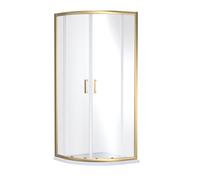 Ruwa 6mm Toughened Safety Glass Quadrant Shower Enclosure - 1900 x 900 x 900mm - Brushed Brass - Balterley