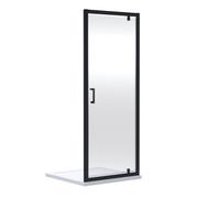 Ruwa 6mm Toughened Safety Glass Reversible Pivot Shower Door - 1900 x 900mm - Matt Black - Balterley