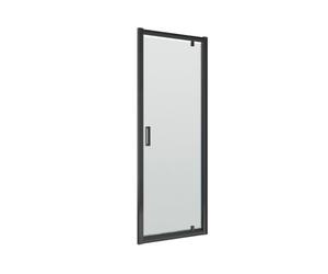 Ruwa 6mm Toughened Safety Glass Reversible Pivot Shower Door - 800mm - Black - Balterley