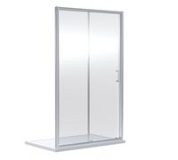 6mm Toughened Safety Glass Sliding Shower Door 1900 x 1400mm Chrome Balterley Silver One Size