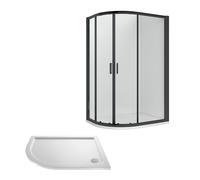 Balterley Ruwa Offset LH Quadrant: Door, Panel, Tray, 1000 x 800 mm Black/White in Black Balterley Black