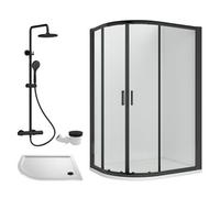 Offset Left Quadrant Tray Round Shower Waste White Black 1200x 800mm Balterley White One Size