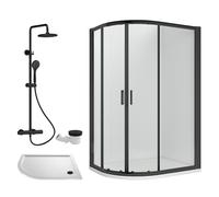 Offset Left Quadrant Tray Round Shower Waste White Black 1200x 800mm Balterley White One Size