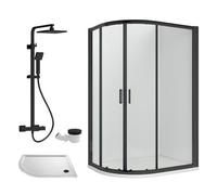 Balterley Offset Left Quadrant Tray Square Shower Waste White Black 1000x 800mm Balterley White