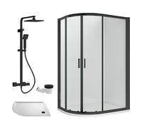 Balterley Offset Left Quadrant Tray Square Shower Waste White Black 1000x 800mm Balterley White