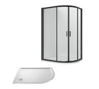 Ruwa Shower Enclosure Bundle - Offset Right Hand Quadrant & Slimline Tray - Black/White - 1000mm x 800mm - Balterley