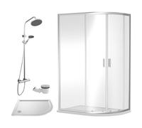 Balterley Offset Right Quadrant Tray Round Shower Waste 1200x 800mm in White Balterley White