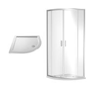 Balterley Ruwa Shower Bundle: Door, Panel & Tray, 800 x 800 mm Chrome/White in Silver Balterley Silver