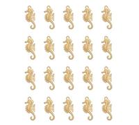 Ruwado 30 Pcs Seahorse Charms Cute 2.9 x 1.2 x 1.2 cm Small Sea Animal Pendants for DIY Jewelry Necklace Bracelets Keychain Earring Christmas Decoration Supplies (Gold)
