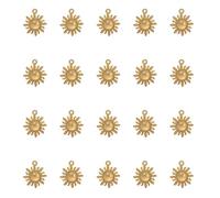 Ruwado 30 Sets Sun Pendant Trays Metal 2.1 X 1.8 cm with 8 mm Glass Cabochons Flat Round Blank Vintage Charms for DIY Jewelry Making Necklace Photo Cameo Decoration (Gold)