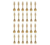 Ruwado 40 Pcs Fork and Spoon Charms with Hole Vintage 3.4 x 0.9 cm Small Metal Pendants for Women DIY Jewelry Making Earring Keychain Necklace Bracelets Finding Accessories (Gold)