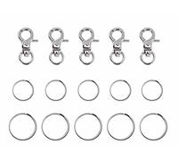 Ruwado 5 Pcs Dog Tags Clips with 5 Pcs 0.75 Inch Key Ring 5 Pcs 1 Inch Replaceable Key Ring Metal Silver Small Buckle Clips for Pet ID Tags Holder Dogs Cats Kitten Collars Harnesses