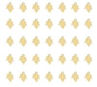 Ruwado 50 Pcs Maple Leaves Charms 1.6 x 1.2 cm Metal Mini Autumn Leaf Pendants for Women DIY Crafting Jewelry Making Finding Necklace Bracelet Keychain Thanksgiving Christmas Supplies (Gold)