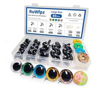 RuWfpz Glitter Safety Eyes for Crochet Toys Amigurumi - 18-30mm 4 Colors Doll Teddy Bear Eyes with Washers, 80Pcs 3D Crochet Clear Safety Eyes for Toy Making Plush Crocheting