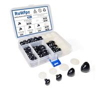 RuWfpz Safety Noses for Crochet Toys Amigurumi 15-30mm - 4 Sizes Black Stuffed Animal Noses with Washers, 100Pcs Plastic Teddy Bear Noses for Doll Crocheting Crafts Plushies