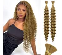 RUWISS 20 Inch Deep Wave Braiding Crochet Hair Extensions for Boho Braids Synthetic Curly Hair Extension for Black Women 2 Bundles/Pack (120g, Honey Blonde)